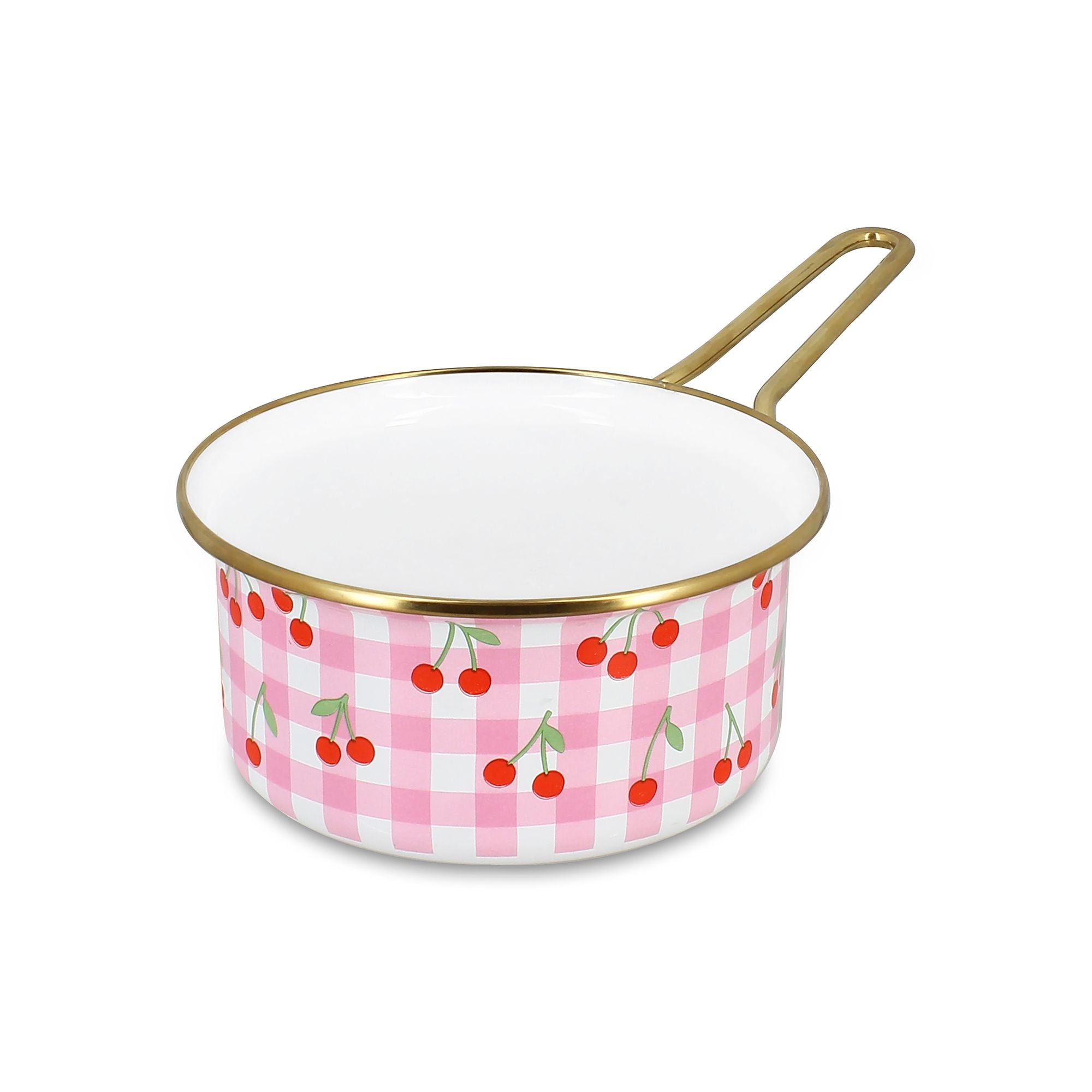 Vichy Cherry 16cm Enamelled Steel Saucepan