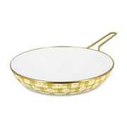 Poêle Daisy 28cm en acier émaillé jaune motif marguerites et vichy Menastyl, vue principale