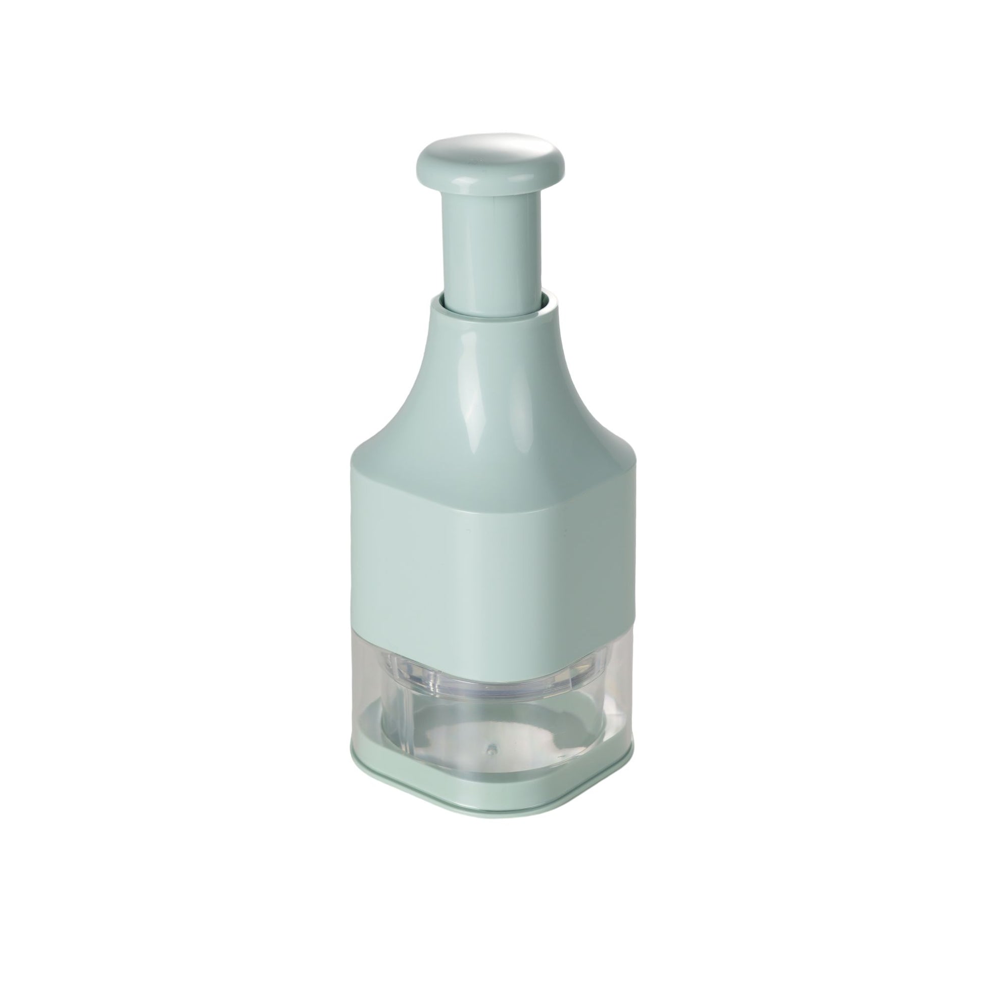 Hachoir à ail Menastyl en polypropylène vert menthe avec chambre transparente, vue de face sur fond blanc
