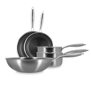 Lot de 5 pièces Trinox Menastyl en acier inoxydable, poêles casseroles et wok avec revêtement antiadhésif