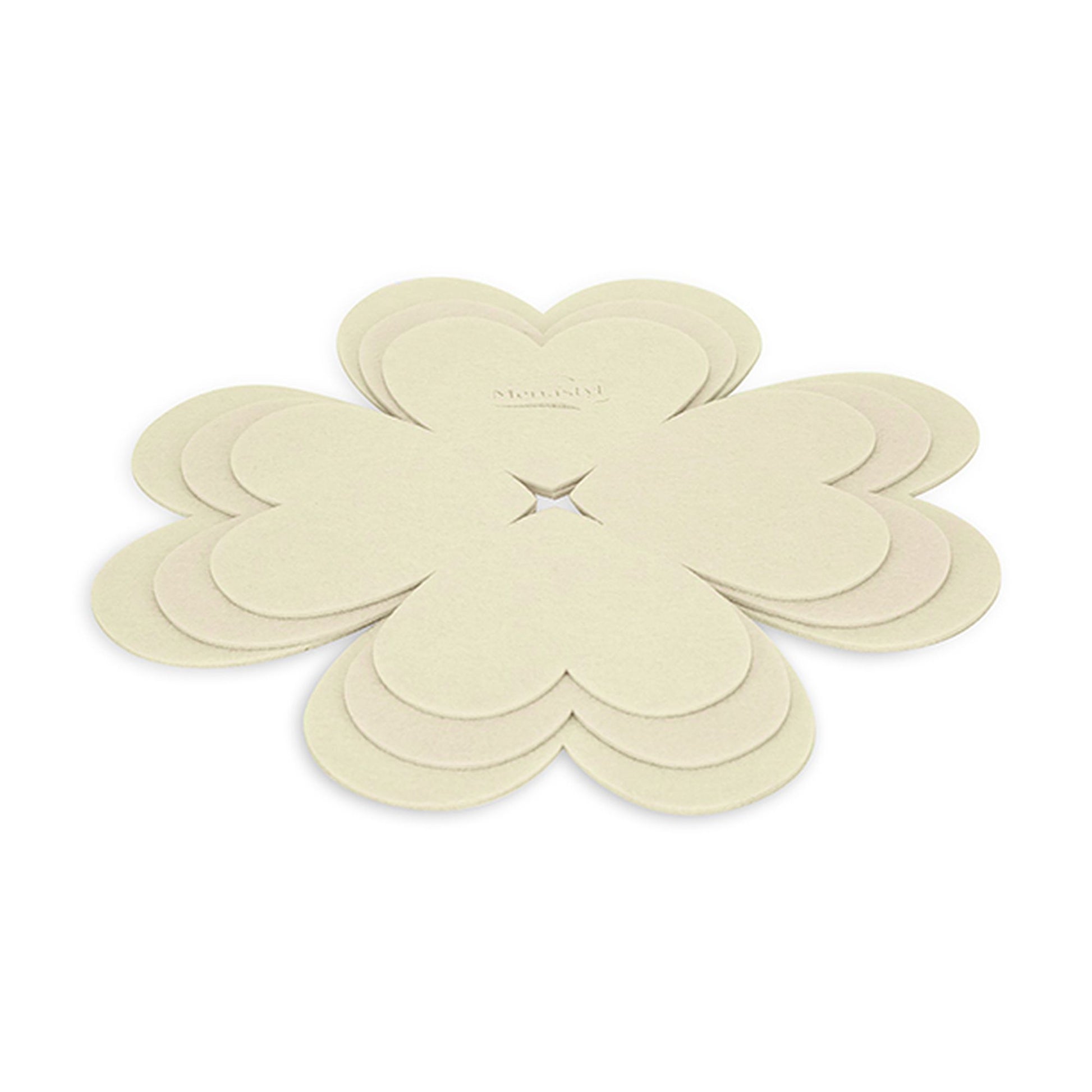 Lot de 3 intercalaires en feutrine crème disposés en forme de fleur, tailles 24/28/32 cm