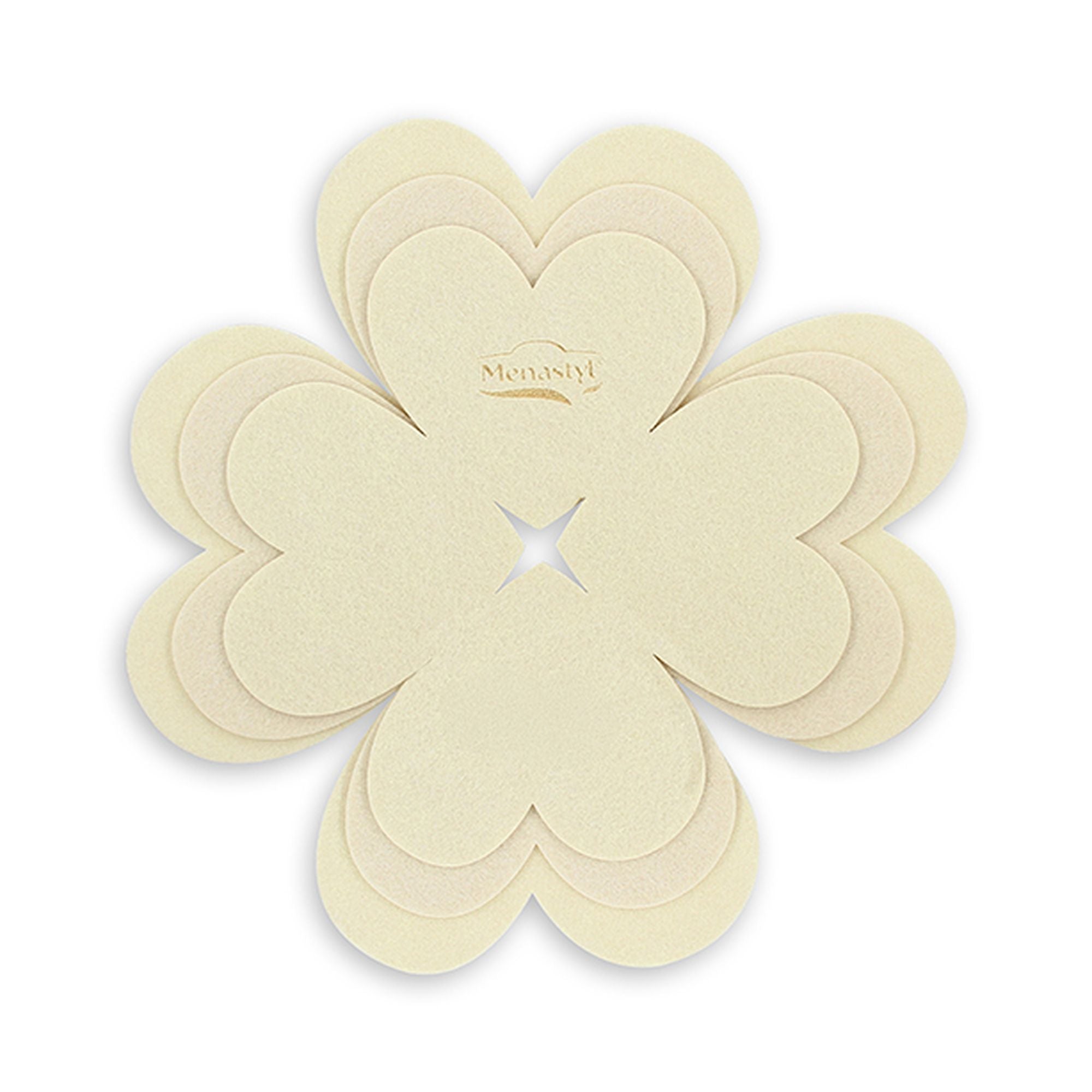 Lot de 3 intercalaires de cuisson Menastyl en feutrine crème, forme fleur à 4 pétales superposés, 24-28-32 cm