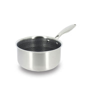 Casserole Trinox 14cm en acier inoxydable avec revêtement antiadhésif noir Menastyl, vue trois-quarts