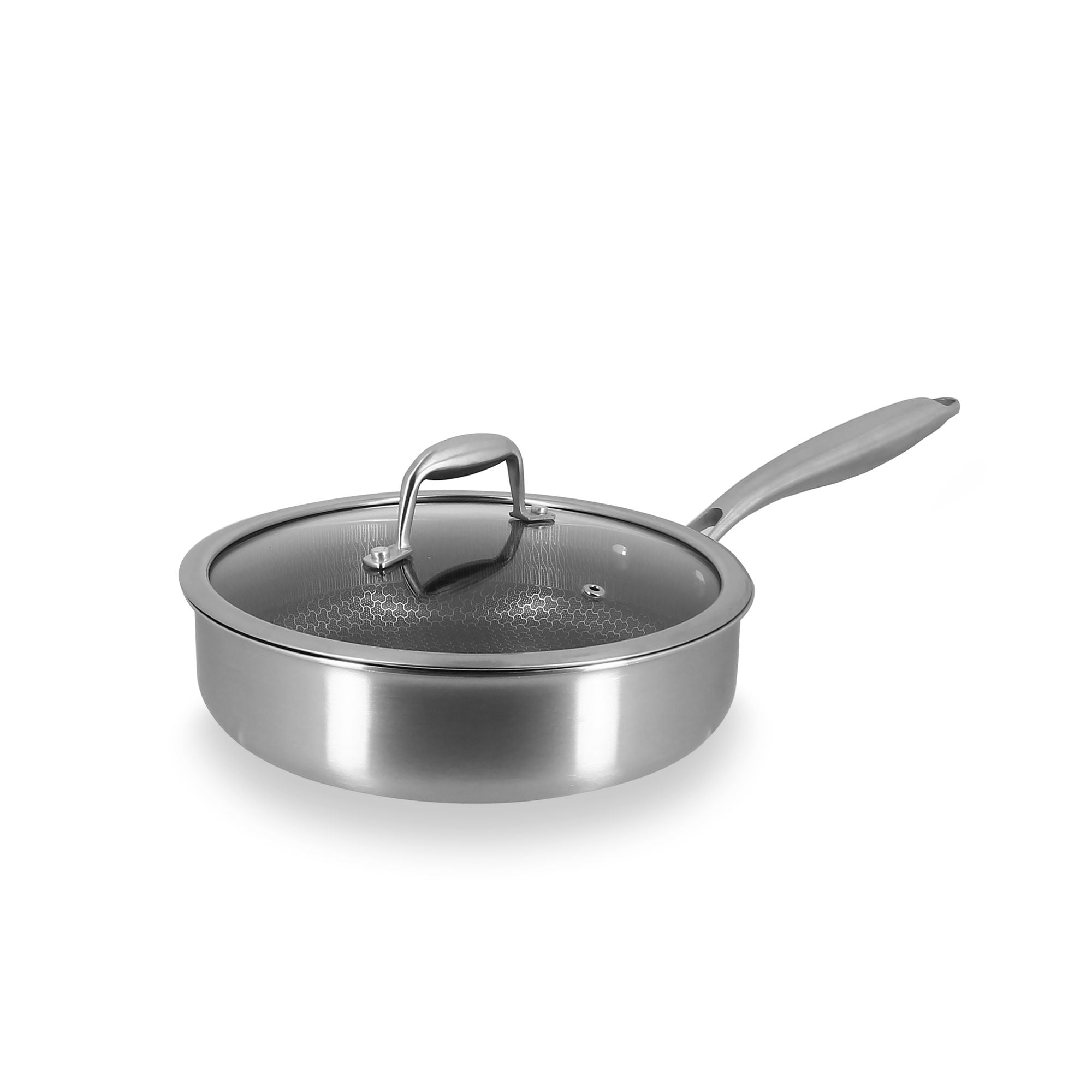 Sauteuse Trinox 24cm en acier inoxydable avec couvercle en verre et revêtement antiadhésif Menastyl