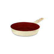 Poêle Cerise 20cm en aluminium Menastyl beige à intérieur antiadhésif bordeaux avec manche décoré de cerises
