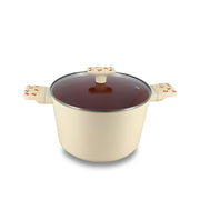 Faitout Cerise 24cm en aluminium beige Menastyl avec couvercle en verre et décor cerises rouges, vue principale