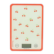 Balance de cuisine électronique Menastyl motif cerises rouge sur fond beige crème, vue de face