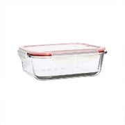 Boîte hermétique rectangulaire 2260ml Menastyl en verre borosilicate avec couvercle transparent et joint rouge