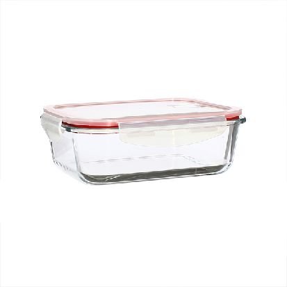 Boîte hermétique rectangulaire 2260ml Menastyl en verre borosilicate avec couvercle transparent et joint rouge