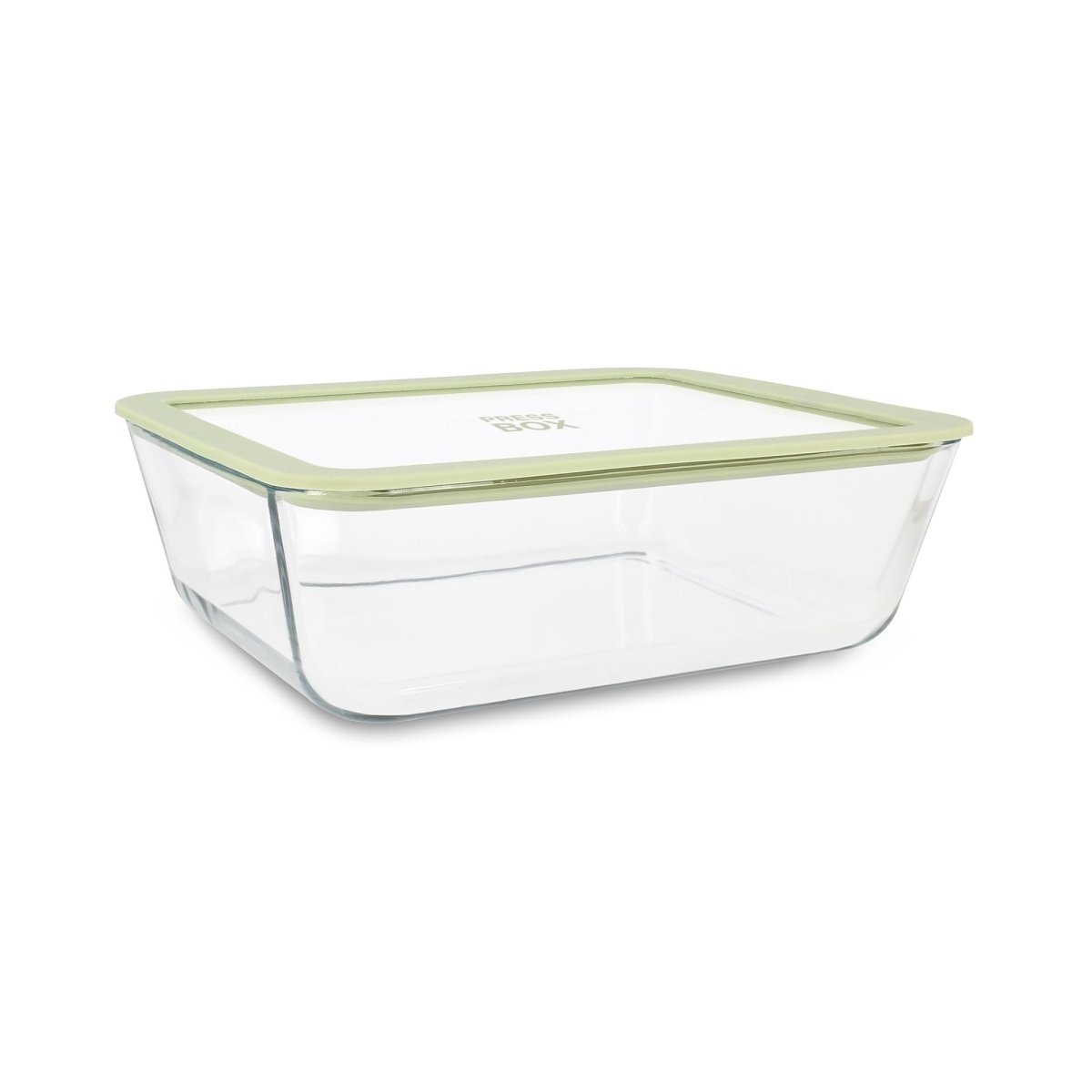 Boîte hermétique rectangulaire Pressbox 2,65L en verre borosilicate avec couvercle vert Menastyl