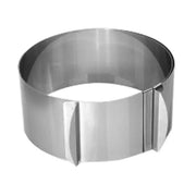 Cadre rond extensible Angélique Menastyl en acier inoxydable, vue en perspective sur fond blanc
