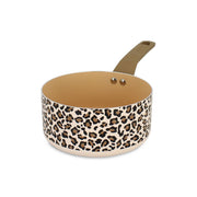 Casserole Léopard 18 cm Menastyl en aluminium marron avec motif animal et revêtement intérieur beige