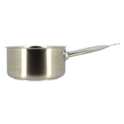 Casserole Professionnel 18cm en acier inoxydable Menastyl avec poignée tubulaire, vue de profil sur fond blanc