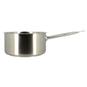 Casserole Professionnel 24cm en acier inoxydable Menastyl avec poignée tubulaire, vue de profil sur fond blanc