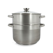 Couscoussier 10L en acier inoxydable Menastyl à deux étages avec couvercle et poignées latérales
