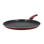 Crêpière Cerise Menastyl 25 cm en aluminium rouge et noir, revêtement antiadhésif, vue de face