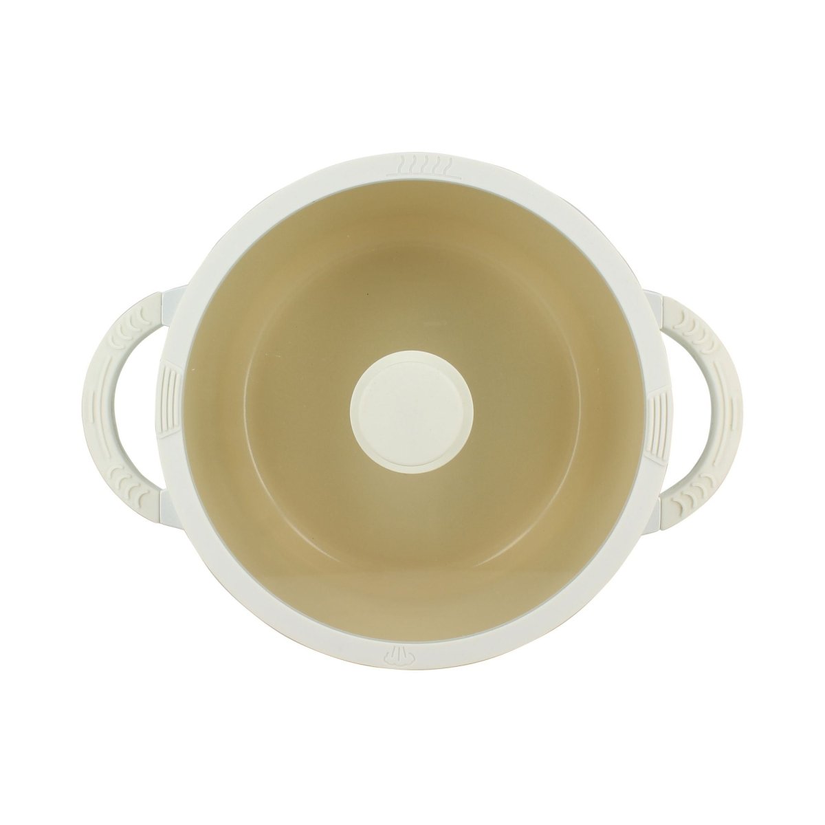 Vue intérieure faitout Pure Ø24 cm en fonte d'aluminium recyclé, revêtement céramique beige crème sans PFAS