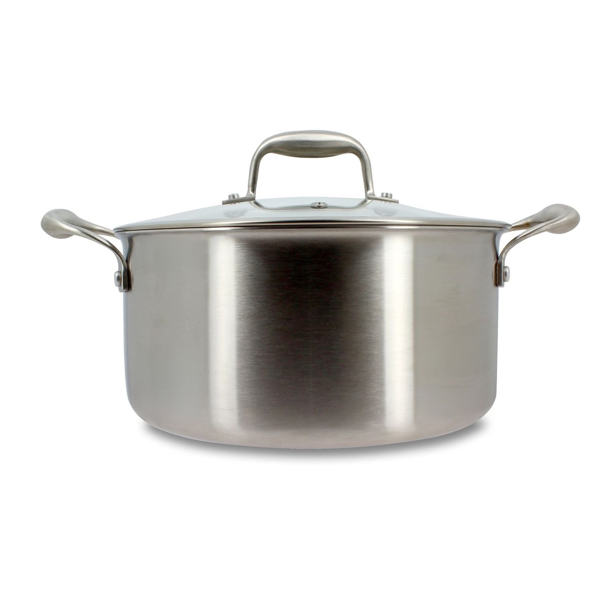 Faitout Trinox 24cm en acier inoxydable triple couche Menastyl avec couvercle en verre et poignées inox