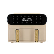 Friteuse à air chaud double cuve 11L Menastyl Colorama crème avec panneau de commande digital et poignées effet bois