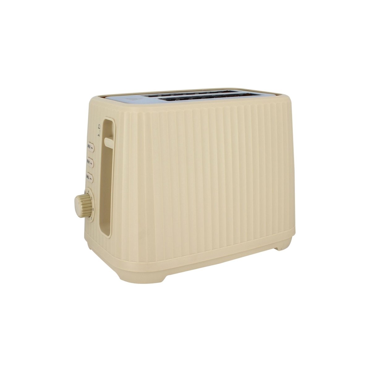 Grille-pain 2 tranches Menastyl en polypropylène crème strié, vue de trois quarts sur fond blanc