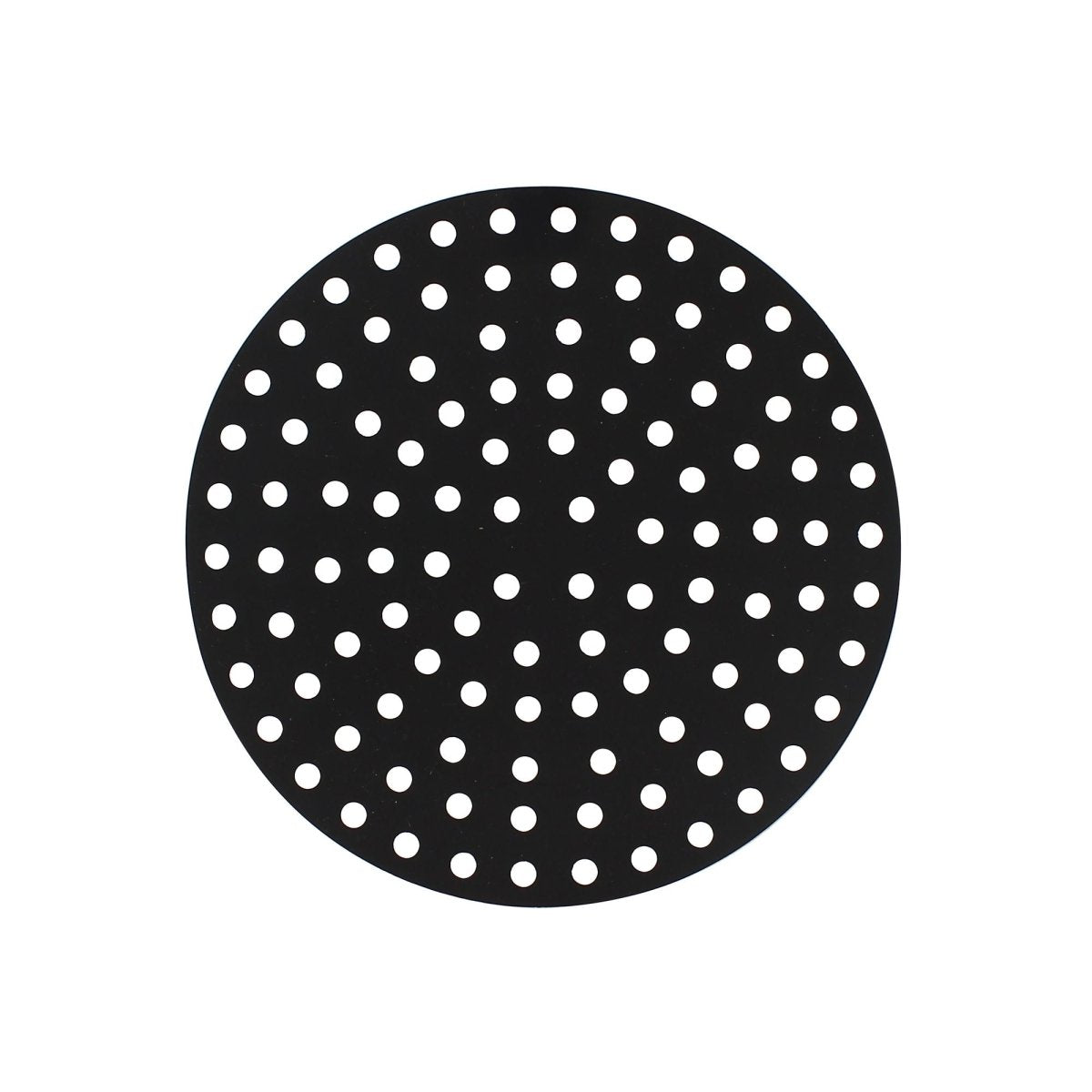 Lot de 2 tapis de cuisson ronds en silicone noir perforés Menastyl pour friteuse à air chaud, vue de dessus