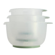 Set de 3 bols à mélanger en plastique transparent Menastyl empilables avec bords verts, vue principale