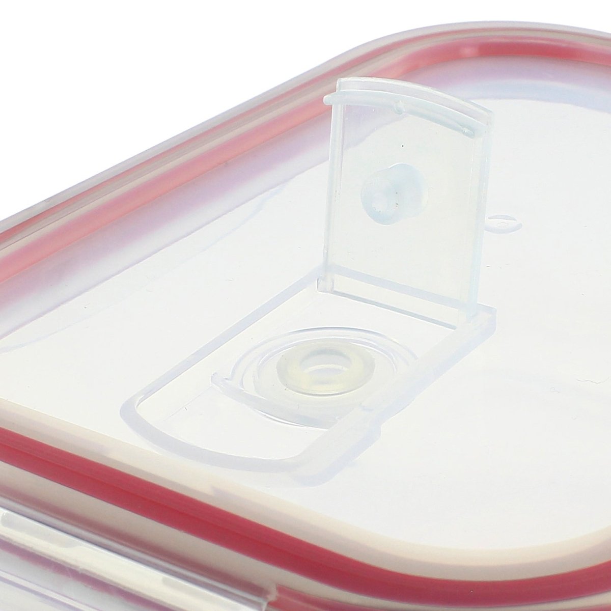 Détail intérieur boîte hermétique Clémentine 370ml avec couvercle transparent et joint rouge ouvert