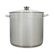 Marmite traiteur 17L 32cm en acier inoxydable avec couvercle en verre Menastyl, vue de face sur fond blanc