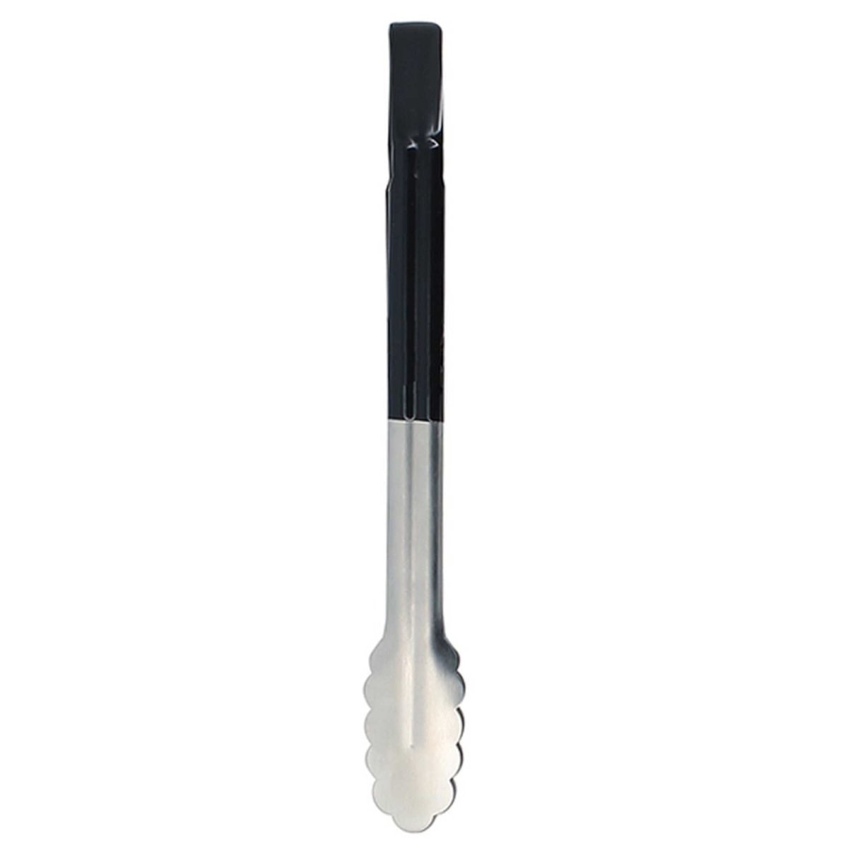 Pince à servir 30cm Menastyl en inox et PVC noir, vue complète sur fond blanc