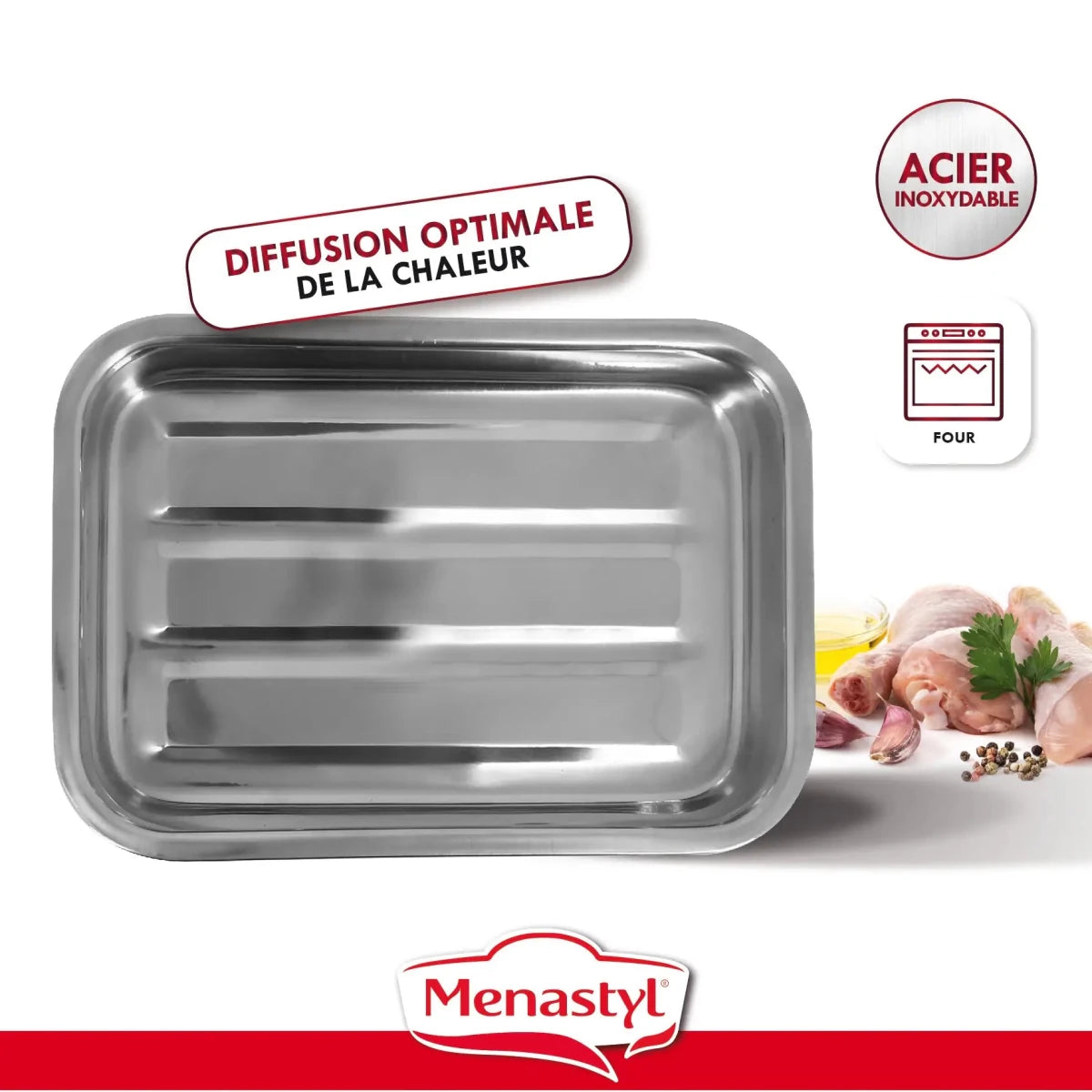 Plat à four Harry rectangulaire en acier inoxydable 30 x 21 cm - Menastyl - Plat à four