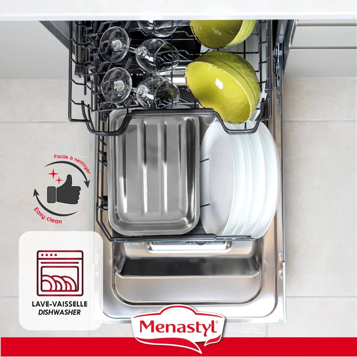 Plat à four Harry rectangulaire en acier inoxydable 40 x 28 cm - Menastyl - Plat à four