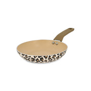 Poêle Léopard 20 cm Menastyl en aluminium avec motif léopard beige marron et intérieur anti-adhésif