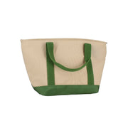 Sac lunch Colorama 7L beige et olive Menastyl avec anses vertes, vue de face sur fond blanc