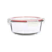 Boîte hermétique ronde Clémentine 930mL Menastyl en verre transparent avec couvercle à clips rouge