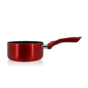 Casserole Cerise 16cm rouge métallisé en aluminium Menastyl, vue de profil sur fond blanc