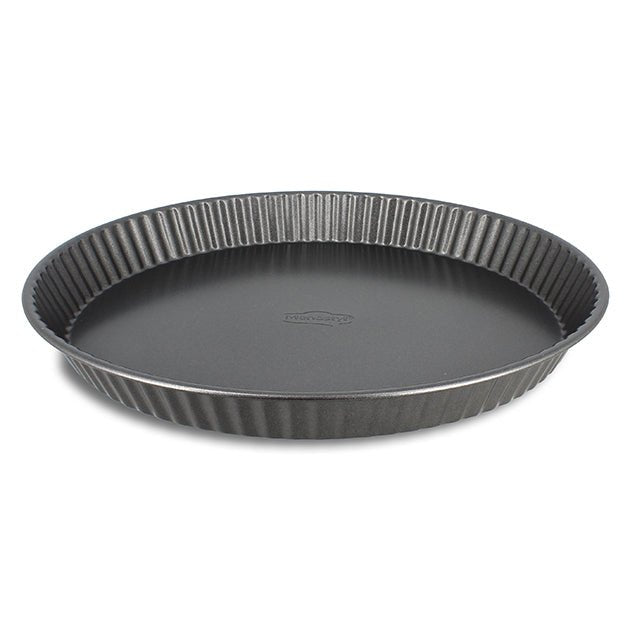 Moule à tarte Amandine 30 cm en acier carbone anthracite à bords cannelés Menastyl, vue de face