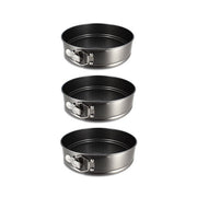 Set de 3 moules à charnière ronds 22, 24 et 26 cm Menastyl, revêtement antiadhésif noir, vue empilée